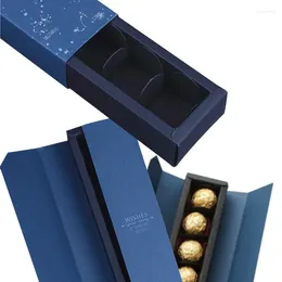 Gift Wrap 10pcs Blue Chocolate Box Packaging With Insert Dessert Paper Spacer Valentine's Day Wedding Baby Shower Candy