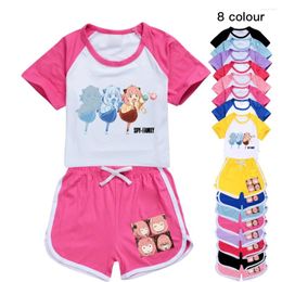 Clothing Sets SPY X FAMILY Clothes Kids Cotton Short Sleeve T Shirt Shorts 2pcs Set Toddler Boy Baby Girls Summer Pyjamas Sportswear