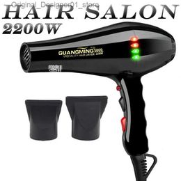 Hair Dryers AC Motor Real 2200W Strong Power Hair Dryer for Hairdressing Barber Salon Tools Blow Dryer Low Hairdryer Hair Dryer Fan 220-240V Q240131