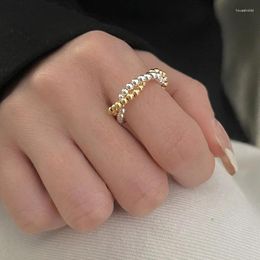 Cluster Rings 925 Sterling Silver Geometric Gold Balls For Women Men Simple Korean Fashion Open Adjustable Handmade Ring Couple Gifts