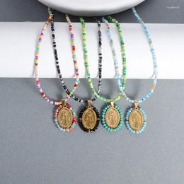 Pendant Necklaces Fashionable And Beautiful Virgin Mary Beaded Necklace For Men Women Catholic Amulet Prayer Pop Jewellery