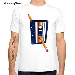 Men's T-Shirts Vagarytees 2022 Cassette tape Pencil t-shirt homme summer new short t shirt men white casual tshirt unisex streetwear