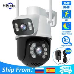 Hiseeu 4K 8MP PTZ Wifi IP Camera Dual Lens 5X Zoom AI Human Detect ONVIF Wireless Surveillance CCTV Cameras Security Protection