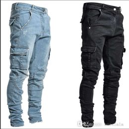 Retail Mens Cotton Jeans Plus Size 3XL Designer Side Pocket Small Foot Skinny Jean Man Casual Trousers