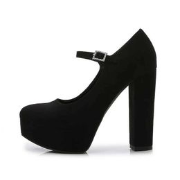 Dress Shoes Round head thick heeled water table suede high heeled single shoes HYH-2898-1