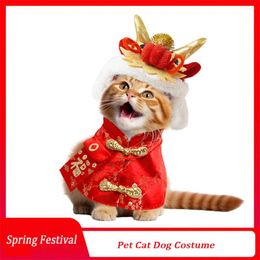 Cat Costumes Pet Dog Costume Suit Spring Festival Cape Neck Red Envelope Christmas Chinese Day Year Collar Bow Tie Gift