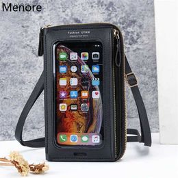 Cell Phone Pouches Womens Handbag Touch Screen Phone Bag Cell Phone Purse Shoulder Bag Female Leather Wallet Soft Small Crossbody Bags For Women YQ240131