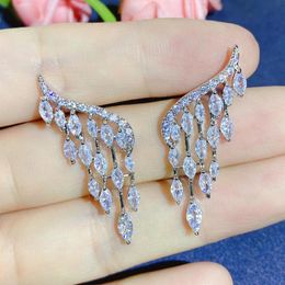 Stud Earrings Fashion Brand Angel Wings And Cubic Zircon For Women Fine Jewellery 2024