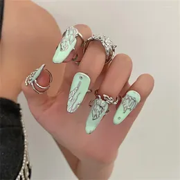 Cluster Rings Trendy Finger Nail Set For Women Girl Adjustable Opening Ring Fingernail Protective Fashion Female Jewellery Present 7pcs