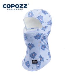 COPOZZ Children Winter Balaclava Ski Mask Cycling Skiing Thermal For Kids Outdoor Windproof Half Face Cartoon Print 240124