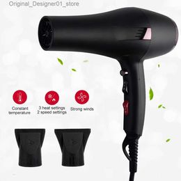 Hair Dryers Electric Hair Dryer 2000W Strong Power Hot Cold Wind Professional Blow Dryer With Nozzles For Salon Home Use Q240131