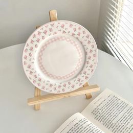 Plates Ins Korean Style Ceramic Tableware Creative Hand-painted Home Breakfast Fruit Plate French Vintage Cake Dessert