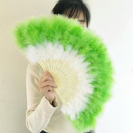 Party Favour Retro Nostalgia Colourful Feather Hand Fan Live Dance Cheongsam Catwalk Gradient Abanicos Para Boda315R