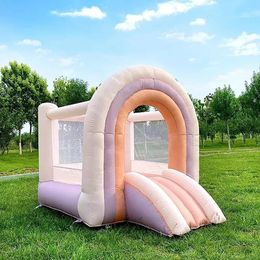 Rainbow Castle Commercial Grade Bounce House Inflatable Mini Kids with Slide for Parties and Entertainment 240127