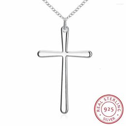 Pendant Necklaces Lekani Arrival Cool Girl Simple Cross 925 Sterling Silver Fine Jewelry Clavicle Chain N425220B