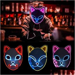 Party Masks Japanese Cosplay Halloween Mask Demon Slayer Kimetsu No Yaiba Kamado Tanjirou Sabito Props Y220805 Drop Delivery Home Ga Dhwhh