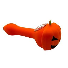 Halloween Skull Jack Pumpkin Silicone Smoking Hand Pipe Cartoon Shape With Glass Bowl For Dry Herb Tobacco Oil Burner Pipes Wax Dab Rigs Wholesale