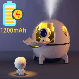 Humidifiers Newest Space Capsule Wireless Cute air humidifier with 1200mAh Battery 220ml Rechargeable Home Aroma oil Diffuser Gift for Kids