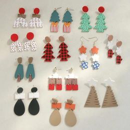 Dangle Earrings 2024 Christmas Series For Women Colorful Acrylic Tree Star Round Drop Party Jewelry Accessories Gifts