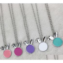 Pendants 5 Colors Sublimation Necklace Blank Rabbit Ear Pendant Diy Easter Day Gift Drop Delivery Home Garden Arts Crafts Dhw1A