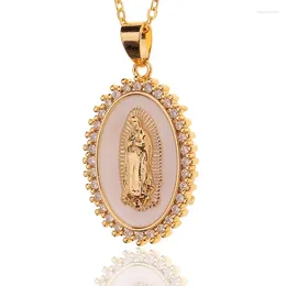 Pendant Necklaces Fashion Virgin Mary Shell Exquisite Crystal Neck Necklace Church Christian Charm Jewelry Gifts