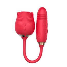 Leg Massagers Toy Masrs Rose Shape Sucking Vibrators Strong Shock Licking Double Heads Dildos Vibrator Female Toys Drop Delivery Healt Dhtpj