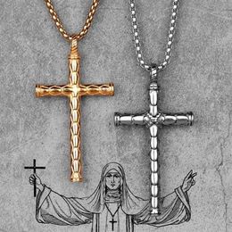 Dragon Scale Gold Cross Long Men Necklace Pendants Chain for Boyfriend Male Stainless Steel Jewellery Creativity Gift Whole1202s