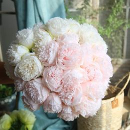 1 bouquet of 5 artificial peonies large silk leaves home garden office wedding party artificial flowers holiday bar decoration 240131