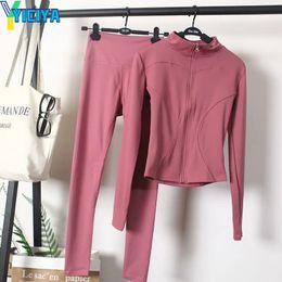 YICIYA Yoga quick-drying pant sets zipper sweatshirt two piece set women clothing long Sweatpants track suits outfits 240130