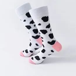 Men's Socks MYORED 1 Pair Of White Cow Cartoon Fashion Trend Mid-tube