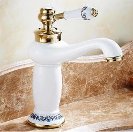 Bathroom Sink Faucets Vidric Basin Faucet Gold And White Wash Luxury Taps Single Handle Vanity Hole Mixer Water Tap