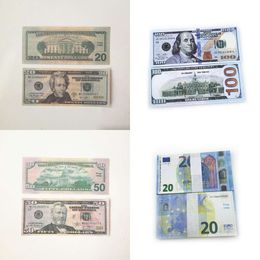 2022 New Fake Money Banknote 5 20 50 100 200 US Dollar Euros Realistic Toy Bar Props Copy Currency Movie Money Faux-billetsGU8T