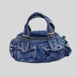 Shoulder Bags Denim Y2k Messenger For Women Luxury Designer andbags Purses 2023 New In Moto Biker Multiple Pockets Soulder CrossbodyH24131