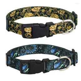 Dog Collars Personalised Collar Adjustable Floral Pattern Necklace With Quick Release Buckle For Small Medium Large Dogs Walking Running