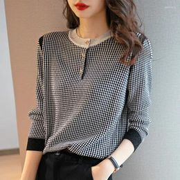 Women's T Shirts Knitted Long Sleeve Pullover Sweater Lady Casual O-Neck Women Spring Autumn Korean Style Fashion Tops N59