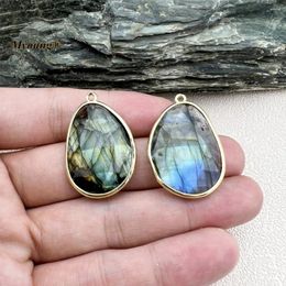 Pendant Necklaces 10PCS Wholesale Natural Flash Moonstone Labradorite Necklace For DIY Earring Jewellery Making MY231055