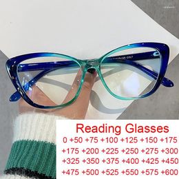 Sunglasses Fashion Cat Eye Women Reading Glasses Trend Brand Presbyopia Hyperopia Eyeglasses Female Gradient Frame Anti Blue Light