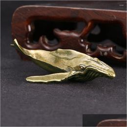 Garden Decorations Solid Brass Whale Figurines Vintage Sea Animal Statue Desktop Ornaments Office Crafts Accessories Drop Delivery Dhkxl