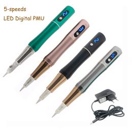 4Color Promotional LED Digital Permanent Makeup Beauty Pen Tattoo Eyebrow Machine Cartridge Needles 240122