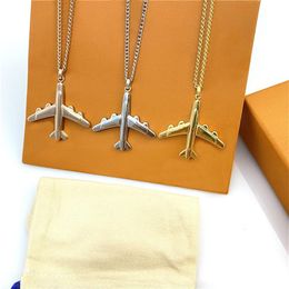 New Designers Design Men and Women Pendant Necklace Stainless Steel Aeroplane Ring Necklaces Designer Jewelry200K