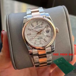 Other Watches New Mens Automatic Watch Mechanical Watch Silver Rose Gold Glowing Stainless Steel Bracelet J240131