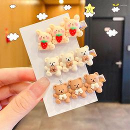 Hair Accessories Autumn Winter Plush Knitting Cute Flower Bow Bear Clips For Girl Children Kawaii Gentle Hairpin