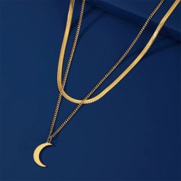 Big Crescent Moon 14k Yellow Gold Necklace Phase Pagan Gothic Witch Amulet Wiccan Pendant Lunar Witchcraft Magic Jewellery Women Gift