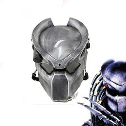 Alien Vs Predator Lonely Wolf With lamp Outdoor Wargame Tactical Full Face CS Halloween Party Cosplay Horror Mask Y200103292M