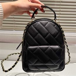 Sell Classic Lattice chan Designers Backpack Bag Black Bookbag Girls Schoolbag Women Chain Back Packs BookBag Fashion Travel Bag All-match Leather Handbag