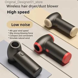 Hair Dryers Wireless Hair Dryer Portable Outdoor Dust Remover Handheld Turbine Fan Computer Keyboard Car Cleaning Supplies USB Charging Q240131