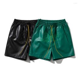 Men's Shorts Leather Black Red Green Borad Pockets Summer Men Women Yellow Drawstring Beach Short Pant Breeches