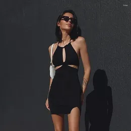 Casual Dresses Women Summer Fashion Elegant Club Party Beach Vacation Outfits Dress Sexy Halter Cut-out Mini Backless Sleeveless 2024