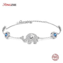 Bangles TONGZHE Chams Elephant Blue Stone Evil Eye Bracelets For Women 925 Sterling Silver Hamsa Mens Bracelets Bohemian Jewellery