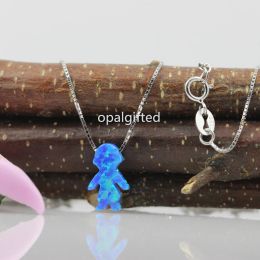 Necklaces 1pc Hot Selling Blue Boy Opal Pendant Necklace 925 Sterling Silver/ gold Chain Synthetic Opal Boy Necklace with wholesale price